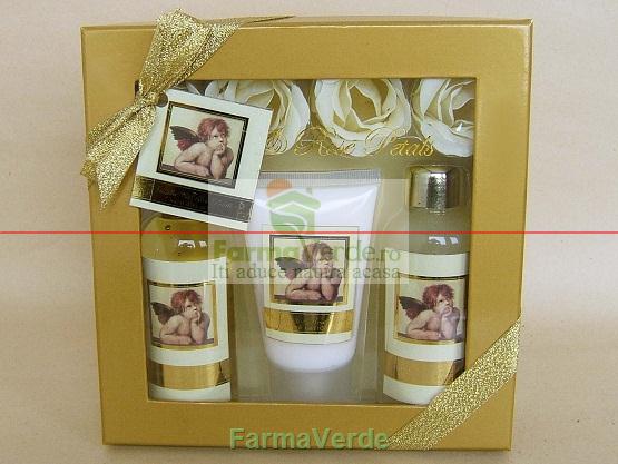 Set floral Gold (vanilie si trandafir) Village Cosmetics