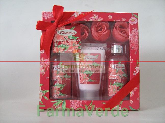 Set floral Red (vanilie si trandafir) Village Cosmetics