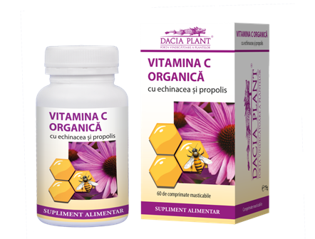 Vitamina C organica cu echinacea si propolis 60 cpr DaciaPlant