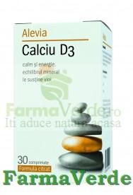 Calciu Citrat cu Vitamina D3 30 cpr Alevia
