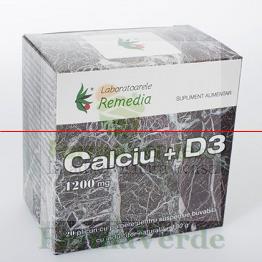 CALCIU 1200mg + D3 20 plicuri Remedia