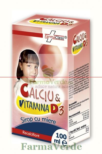 Calciu si Vitamina D3 Sirop 100 ml FarmaClass