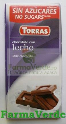 Torras Ciocolata cu lapte Fara Zahar 75g
