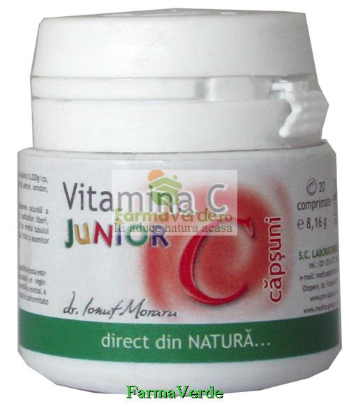 Vitamina C Junior aroma capsuni 20 cpr Medica Pronatura