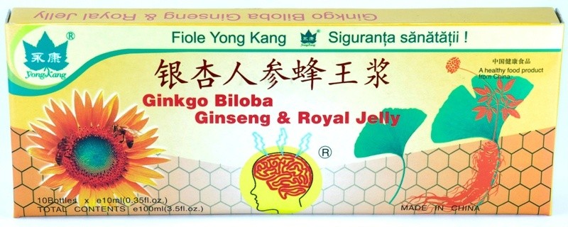Ginko Biloba + Ginseng + Royal Jelly 10fiole 10ml 1000+200+300mg