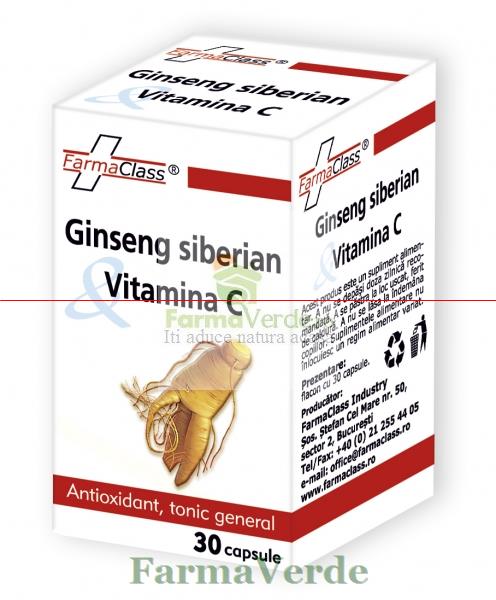 Ginseng Siberian + Vitamina C 30 cps FarmaClass