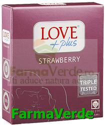 Love Plus Strawberry Prezervative 3 bucati