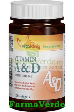 Vitamina A si D (10.000/ 1.000 UI) 60 cps gelatinoase Vitaking