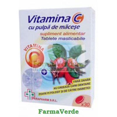 Vitamina C cu pulpa de macese 30 cps Quantum Pharm