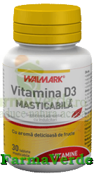 Vitamina D3 masticabila 400 UI 30 cpr Walmark