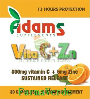 Vita C+Zn cu eliberare prelungita 30 capsule Adams Vision