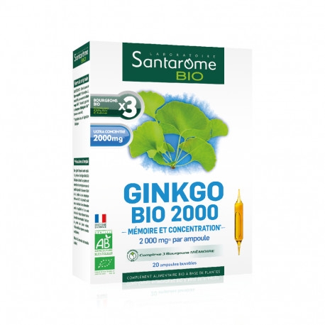 Ginkgo Biloba 2000 BIO 20 Fiole - Memorie si concentrare Santarome Franta