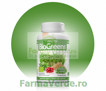 BioGreens SuperFood Vegan cu lastari,alge si germeni 120 capsule Zenyth Pharmaceuticals