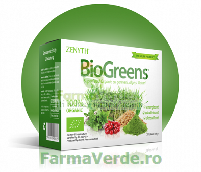 BioGreens SuperFood Vegan cu lastari,alge si germeni 100 gr Zenyth Pharmaceuticals