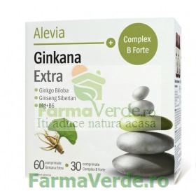 Ginkana Extra + Complex B Forte Pachet 60+30 comprimate Alevia