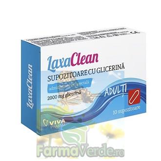 SUPOZITOARE CU GLICERINA LaxaClean 2000 mg ADULTI 10 supozitoare Vitalia K Pharma