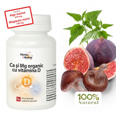 Calciu si magneziu organic cu vitamina D 60 cpr DaciaPlant