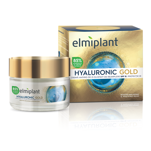 Crema de zi antirid cu efect de umplere SPF 10 Hyaluronic Gold 50 ml Elmiplant
