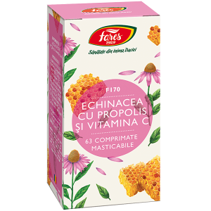 Echinacea cu Propolis si Vitamina C 63 comprimate masticabile Fares