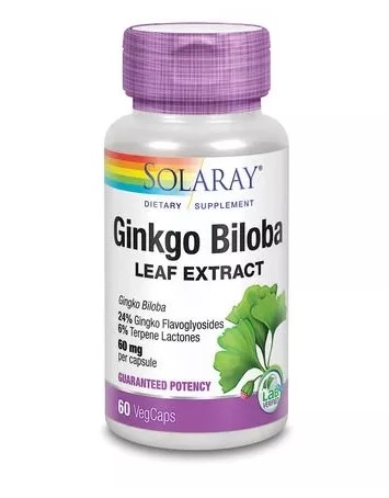 Ginkgo Biloba 60 mg 60 Capsule Solaray Secom