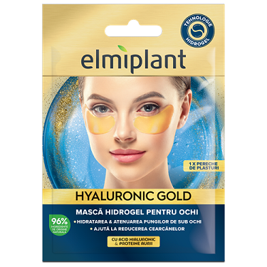 Masca hidrogel pentru ochi cu acid hialuronic si proteine aurii Hyaluronic Gold 5.5 g Elmiplant