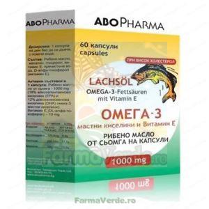 Omega 3 1000 mg + Vitamina E 60 capsule cu ulei de somon Abo Pharma