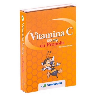 Vitamina C cu Propolis 100 mg 20 comprimate Amniocen