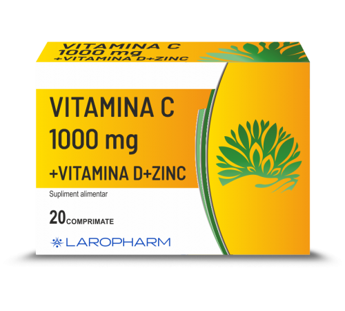 Vitamina C 1000mg, Vitamina D3 400UI, Zinc 15 mg, 20 comprimate, Laropharm