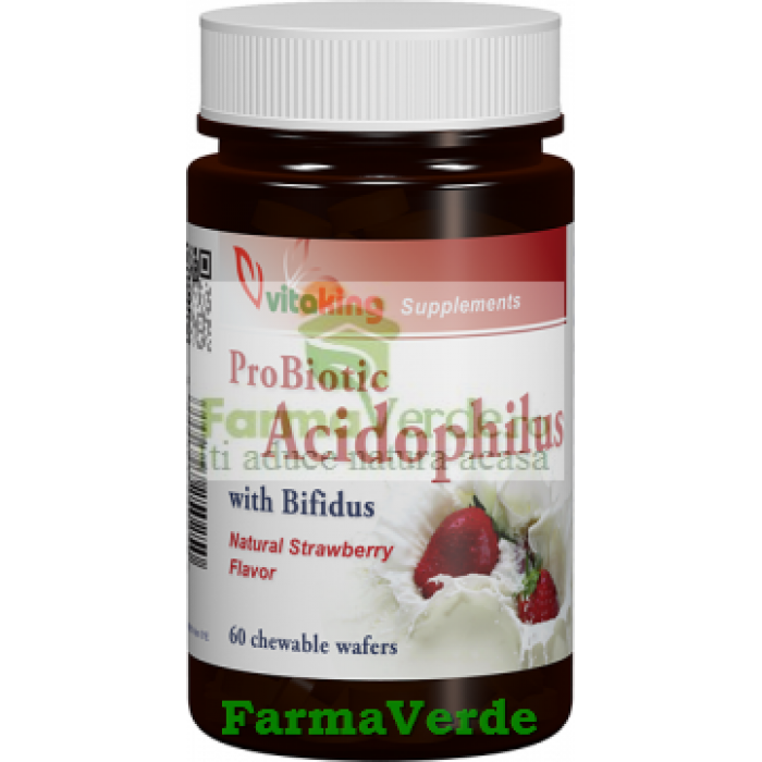 Acidophilus masticabil capsuni 60 tablete Vitaking