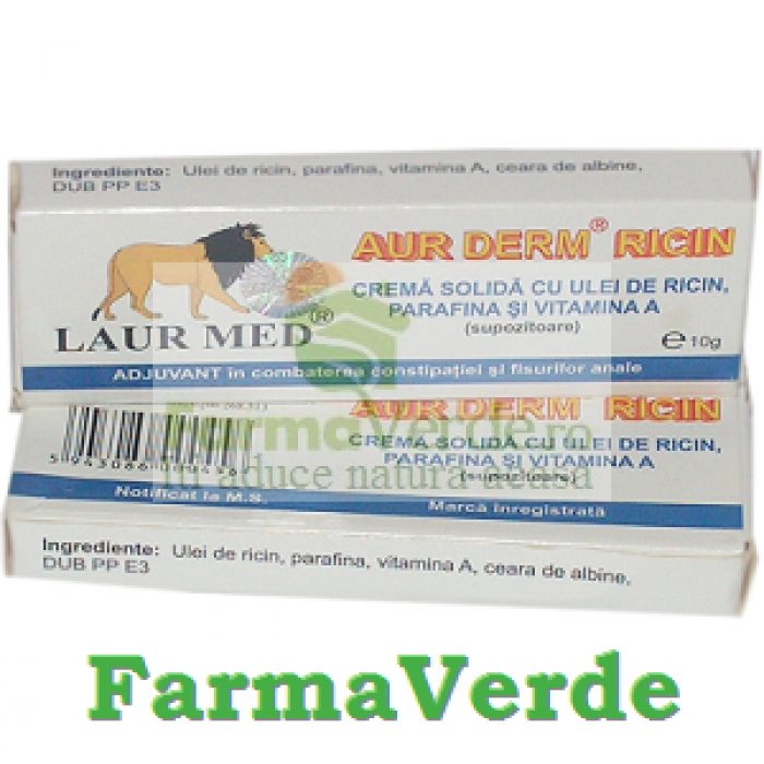 Aur Derm Supozitoare cu Ulei de Ricin Parafina 1,5 gr Laur Med