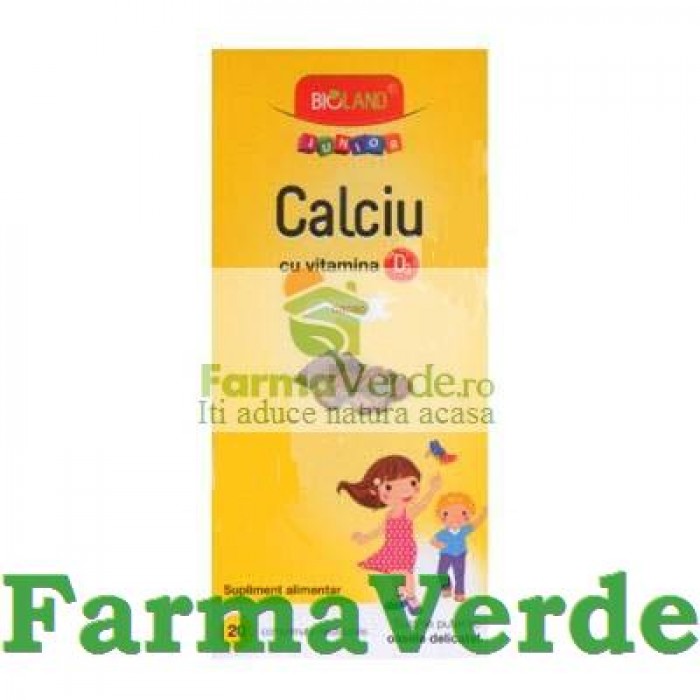 Bioland Junior Calciu cu Vitamina D3 cacao 20 comprimate Biofarm
