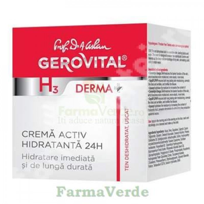 Crema activ hidratanta 24 h Gerovital H3 Derma+ 50 ml Farmec