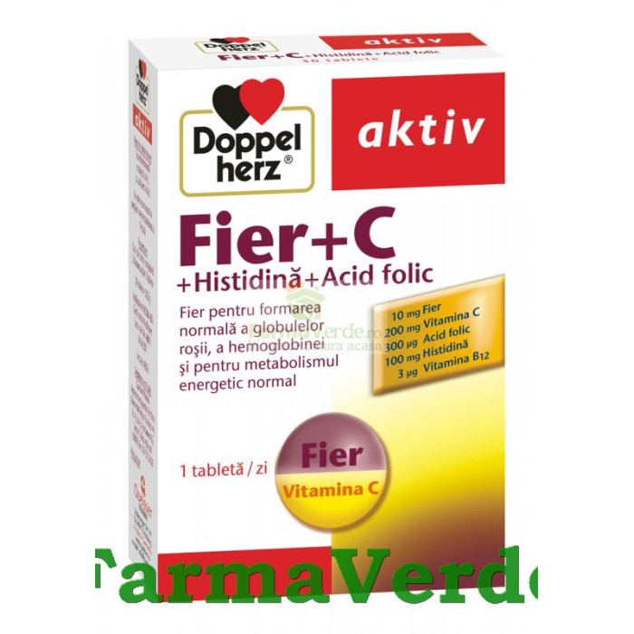 Doppelherz Aktiv Fier + C + Histidina + Acid folic 30 tablete