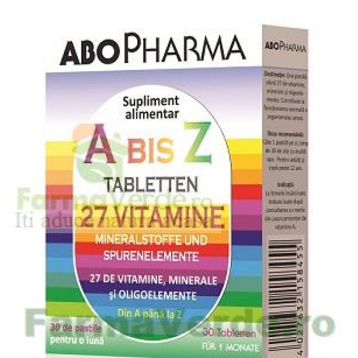 ABO- A la Z- 27 vitamine, minerale și microelemente 30 tablete Abo Pharma