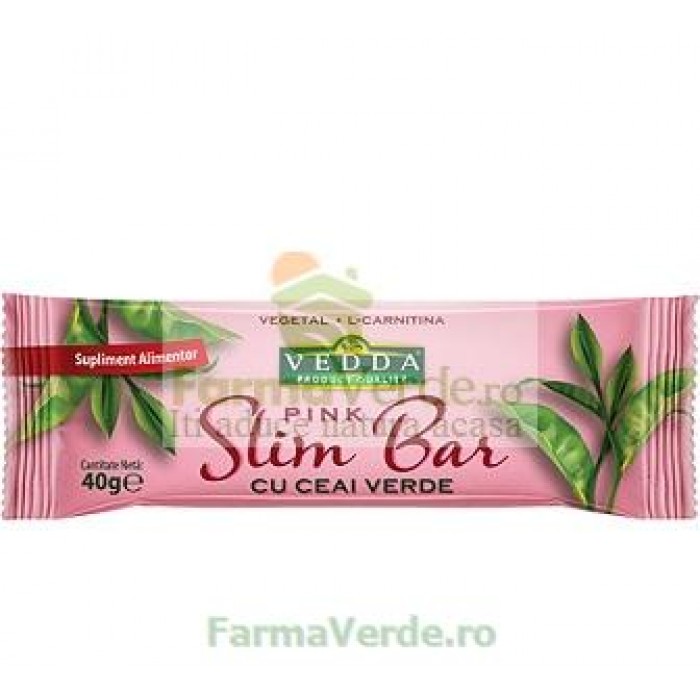 Baton Slim Bar Pink cu Ceai Verde 40 gr Vedda