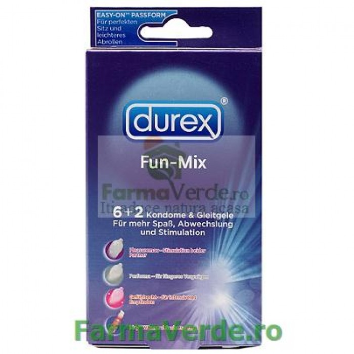 Durex Fun-Mix 6 Prezervative+2 Geluri Lubrifiante
