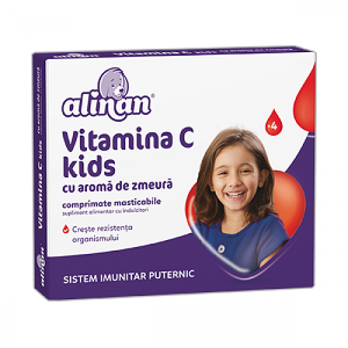 Alinan Vitamina C Kids Zmeura 20 comprimate masticabile Fiterman