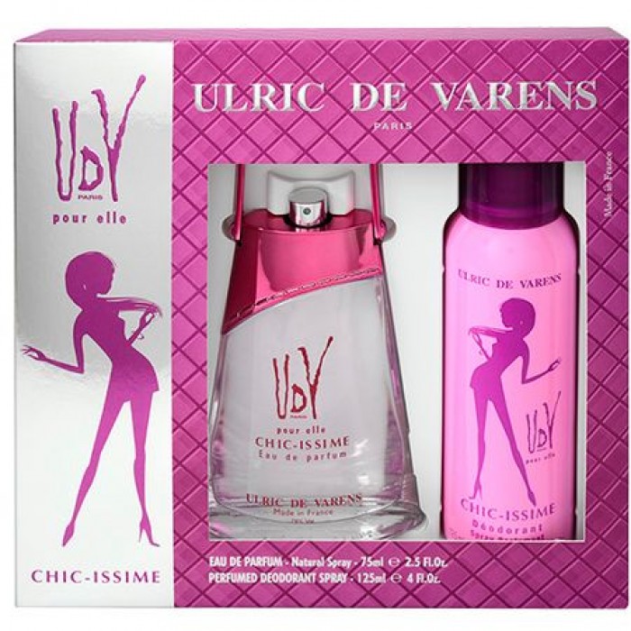 Set Cadou Ulric de Varens Pour Elle Chic-Issime, Femei: Apa de Parfum, 75 ml + Deodorant antiperspirant 125 ml