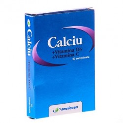 Calciu + Vitamina D3 + Vitamina C 24 comprimate Amniocen