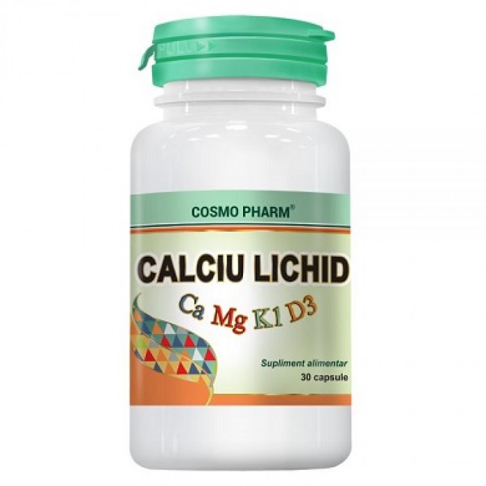 Calciu + Magneziu + Vitamina D LICHID 30 capsule Cosmopharm