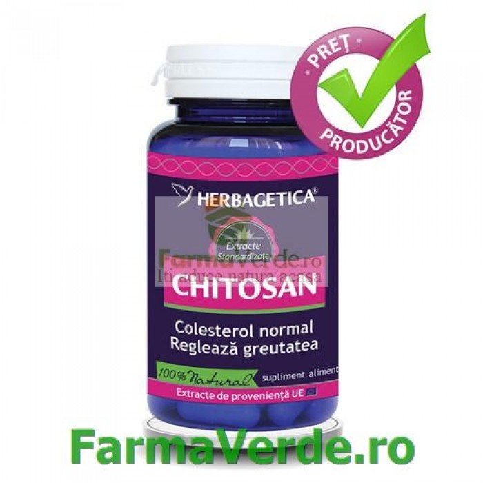 Chitosan 400 mg Curata Intestinul 60 capsule Herbagetica