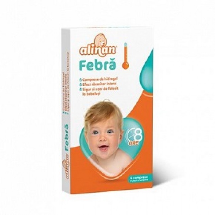 Alinan Profever Febra Comprese cu hidrogel pentru frunte cu efect racoritor 4 bucati Fiterman Pharma
