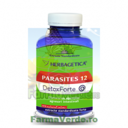 Parasites 12 Detox Forte Elimina Parazitii 120 capsule Herbagetica