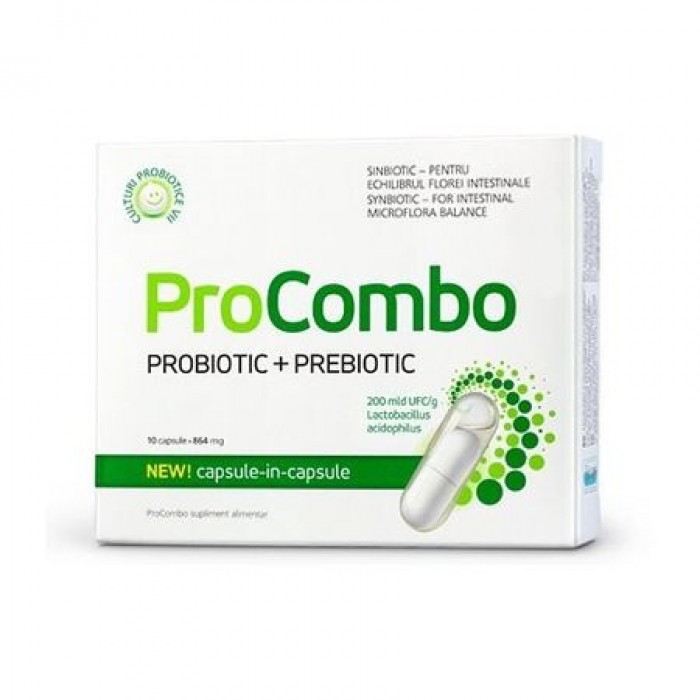 ProCombo Probiotic + Prebiotic pentru echilibrul florei intestinale 10 capsule Vitaslim