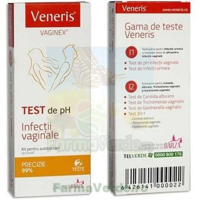 Test de Ph pentru infectii vaginale VENERIS Vaginex 2 bucati Barza