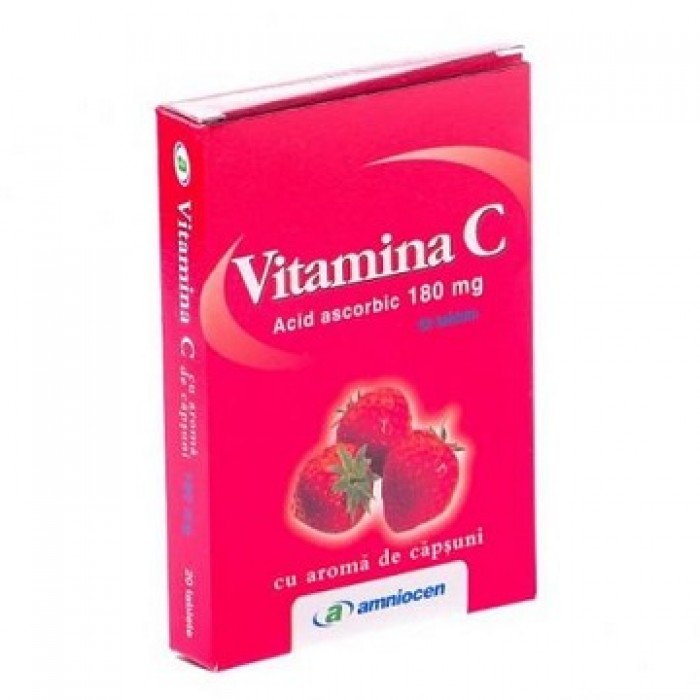 Vitamina C 180 mg Capsuni 20 tablete masticabile Amniocen