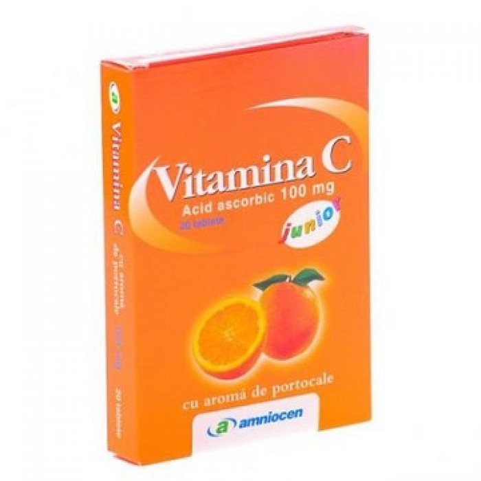 Vitamina C Portocale Copii 100 mg 20 tablete masticabile Amniocen