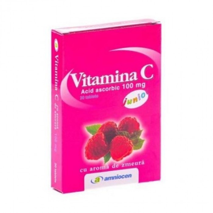 Vitamina C 100 mg Zmeura Copii 20 tablete masticabile Amniocen